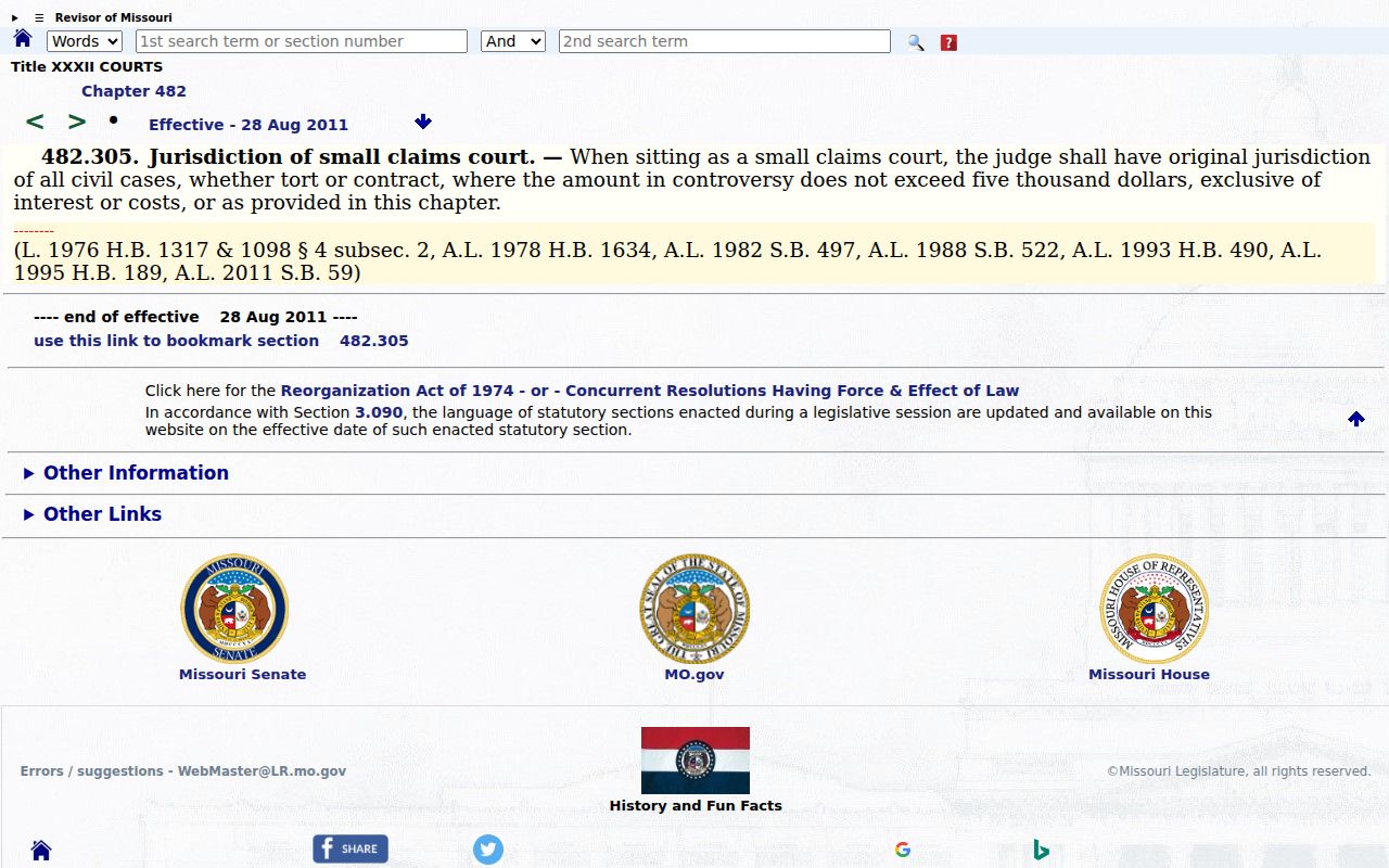 Newton County civil dockets and Missouri small claims jurisdiction