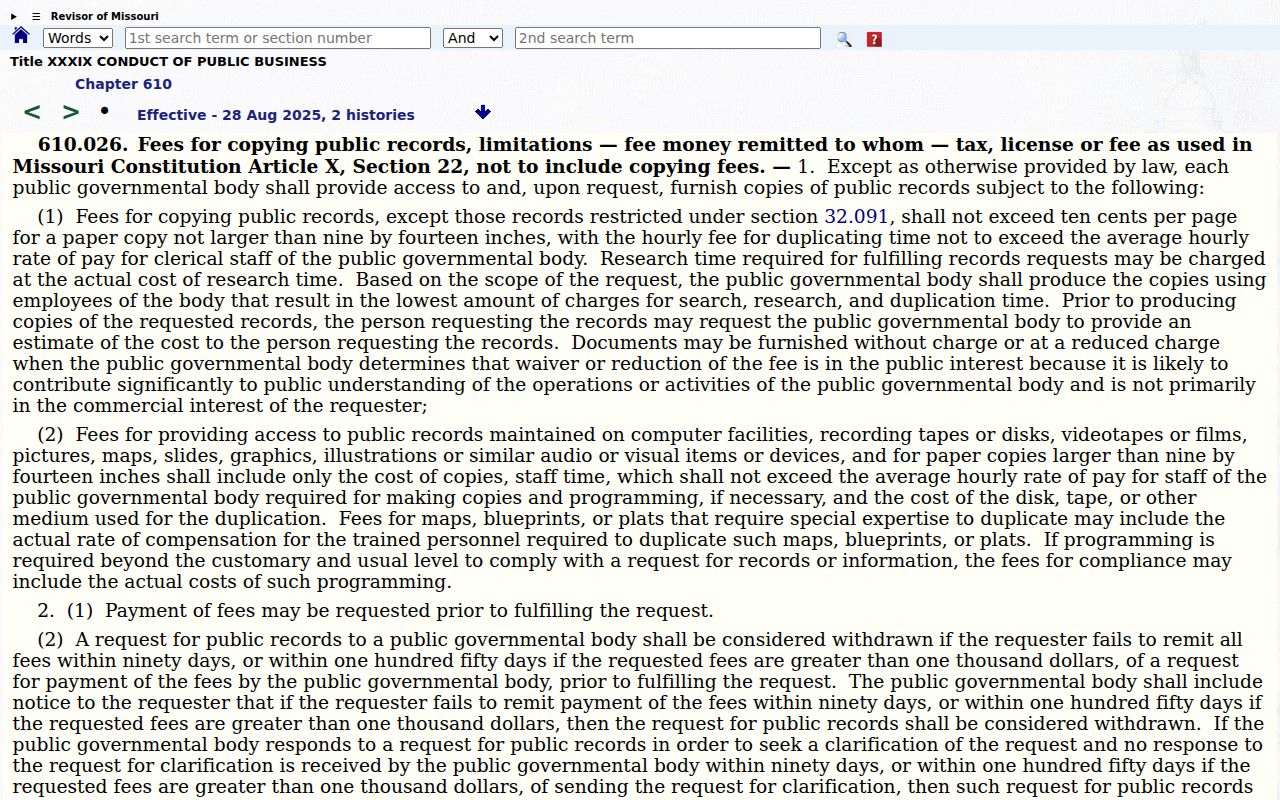 Newton County court records Missouri public record copy cost context