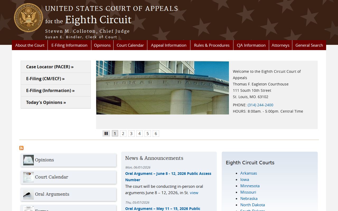 Newton County criminal docket federal appellate route through the Eighth Circuit