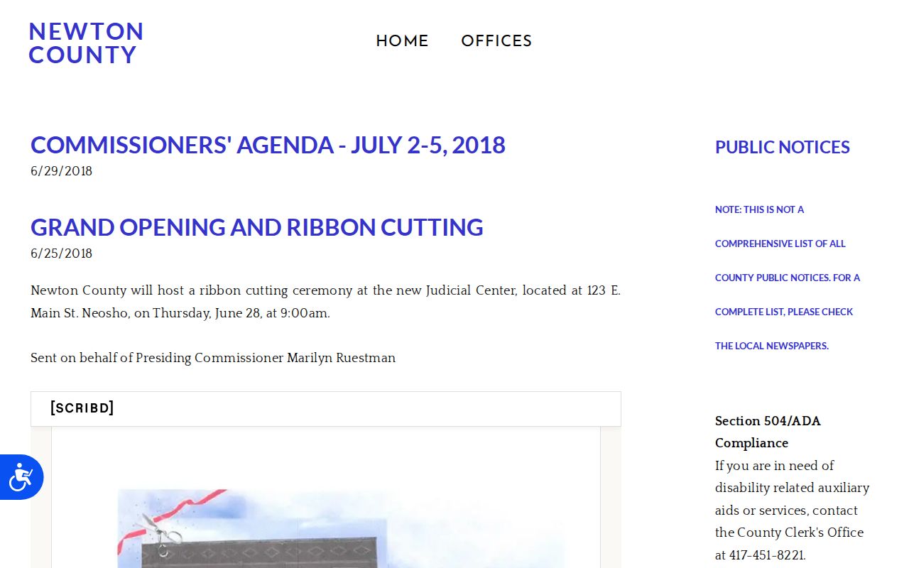 Newton County court docket 2018 Justice Center ribbon-cutting notice