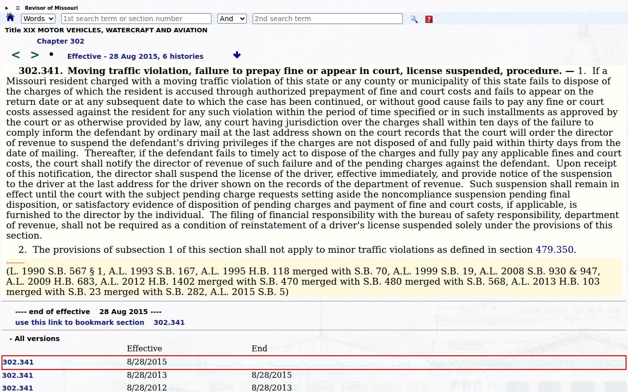 Newton County traffic court record and separate Missouri state record custody